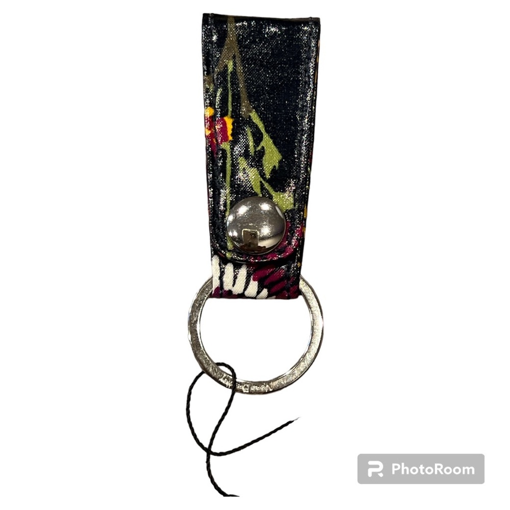 Vera Bradley loop keychain key holder fob Midnight Wildflowers NEW